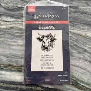 Spellbinders BetterPress Happy Birthday Clover Hot Foil Plate & Cutting Die Set